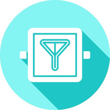 Beyaz arkaplanda üçgen simgesi olan mavi çizgi yuvarlak düğmesi. Çember çizme düğmesi. vektör.