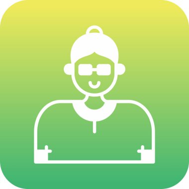 Gözlüklü adam ve selfie çubuğu ikonu, vektör illüstrasyonu