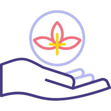 Elinde nilüfer çiçeğiyle.