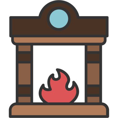 Şömine. Web simgesi basit illüstrasyon