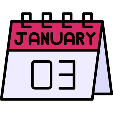 Ocak takvimi düz simgesi