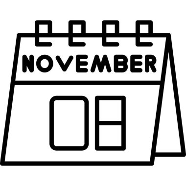 Siyah simgeli takvim. Kasım takvim simgesi. vektör illüstrasyonu.