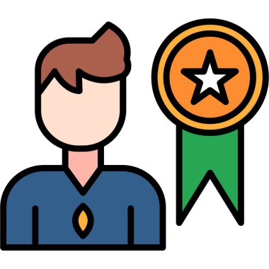 Şampiyon simge renk ana hatları vektörü