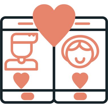 Aşk Çift düz vektör simgesi