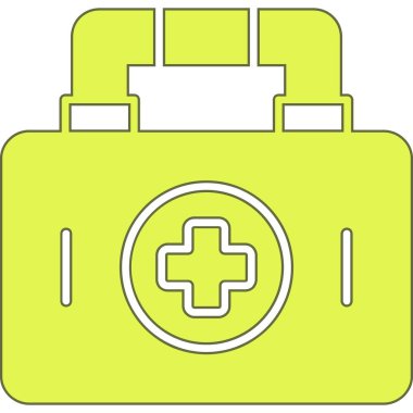 İlk yardım çantası simgesi. Beyaz arkaplanda izole edilmiş web tasarımı için tıbbi malzeme vektör simgesi