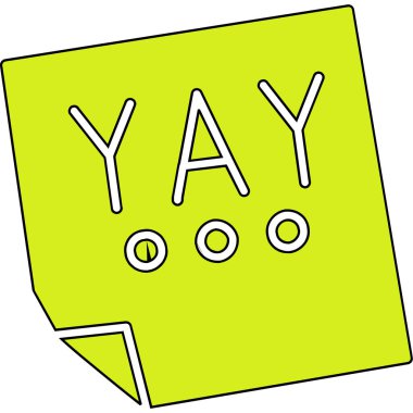 Beyaz arkaplanı olan yeşil ve sarı bir konuşma baloncuğunun vektör çizimi