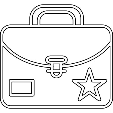 Yıldızlı ve çantalı çanta beyaz arkaplanda izole edilmiş.