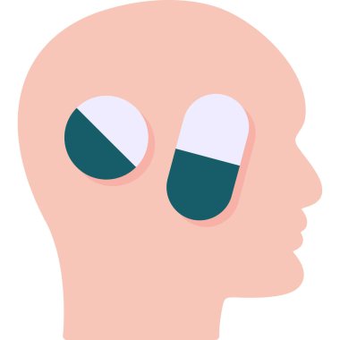 İnsan beyni simgesi, düz stil