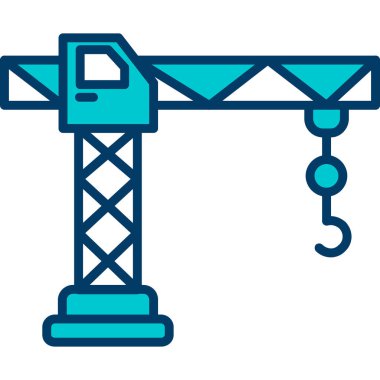 Yapı vinci ve araçları izole edilmiş ikon vektör illüstrasyon tasarımı