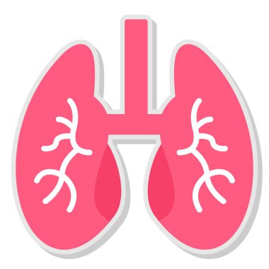 Beyaz arka planda izole edilmiş ana hatlı akciğer simgesi. İnsan organları sembolü. vektör illüstrasyonu.