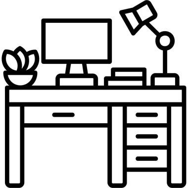 ofis masa simgesi vektör illüstrasyonu