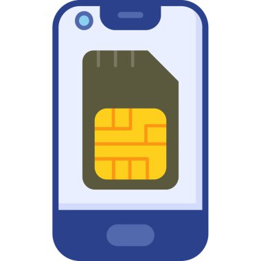 SIM kart simgesi, vektör illüstrasyonlu telefon