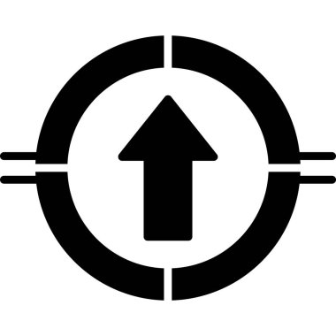 Dairesel tasarım içindeki siyah ok