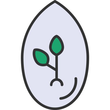 Yaprak ikonlu yumurta. vektör illüstrasyonu