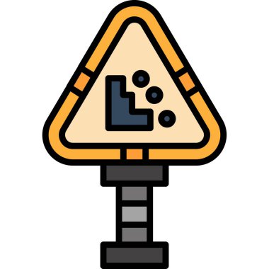 Yol simgesi renk ana hatları vektörü