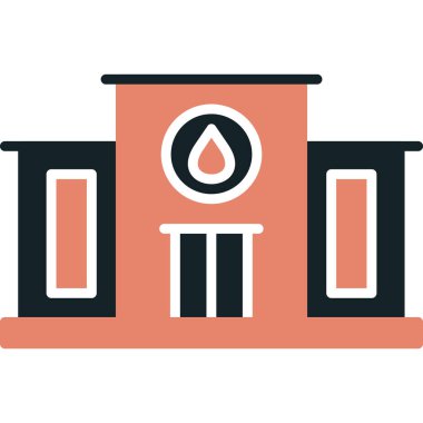 Banka binası simgesi vektör illüstrasyonu