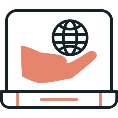 Yerküre ve dünya küre vektör çizimine sahip dizüstü bilgisayar