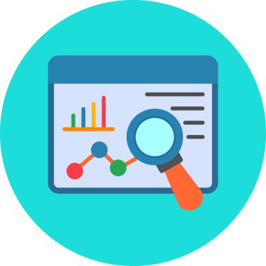 Analiz düz simgesi, vektör, illüstrasyon, logo