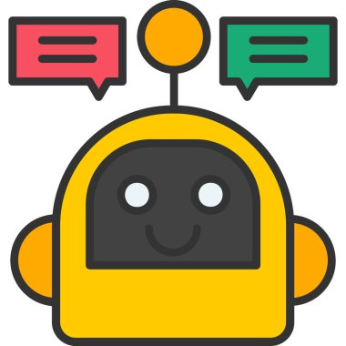 Beyaz arkaplanda robot sohbet simgesi, vektör, illüstrasyon