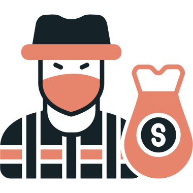 Suç hırsızı para simgesi - taslak biçimi