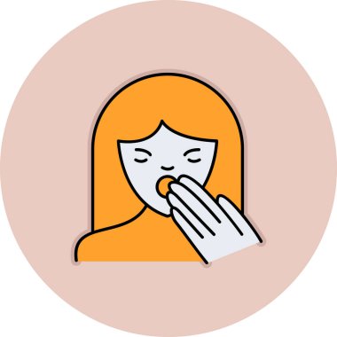 Yüz maskesi takan genç bir kadın vektör çizimi