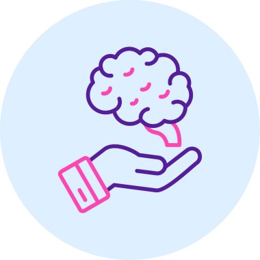 el ele tutuşan beyin ikonu vektör çizimi tasarımı