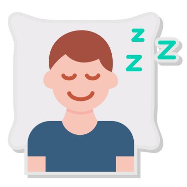 düz dizayn içinde uyuyan adam simgesi.