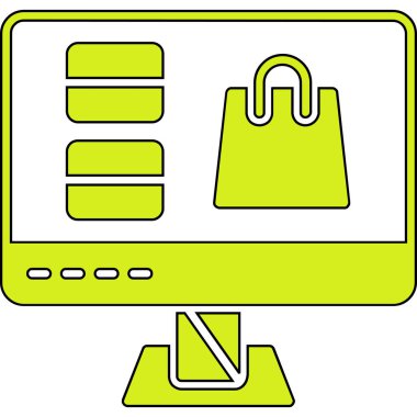 İnternetten alışveriş. Web simgesi basit illüstrasyon