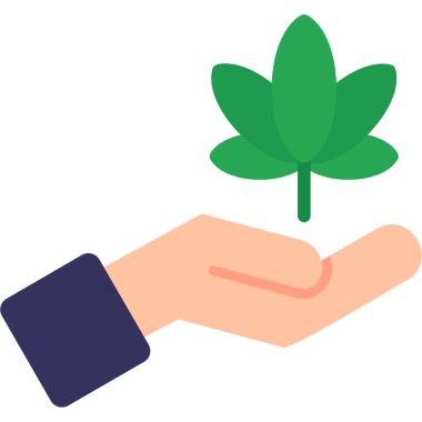 Bir marihuana yaprağını tutan el, vektör çizimi