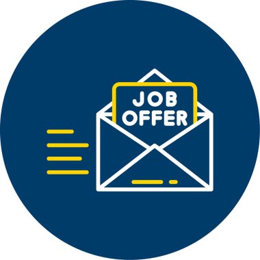 iş teklifi simgesi mavi arkaplanda izole edilmiş düz stil.