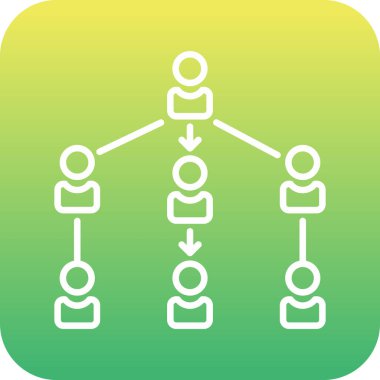 Farklı şekillerde, farklı türde yeşil ve sarı renklerde insanlarla bağlantılı bir grubun çizimi
