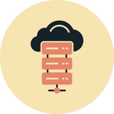 Bulut sunucu düz vektör simgesi