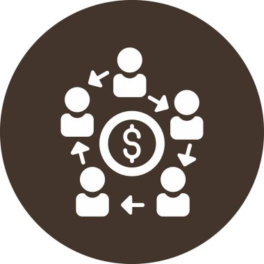 finansal ağ vektörü çift renkli yuvarlanmış simge. Vektör biçimi bir daire içinde düz simge sembolü, kahverengi ve gri renkler, beyaz arkaplan