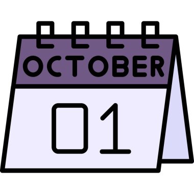 Takvim simgesinin 1 Ekim tarihli takvimi