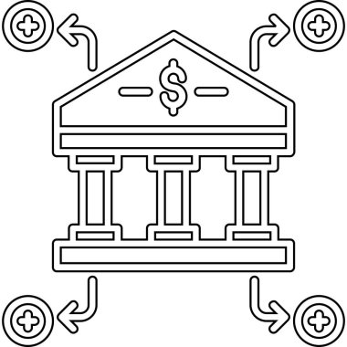 Banka binası ikonu. Beyaz arkaplanda izole edilmiş web tasarımı için Merkez Bankası binası vektör simgesi