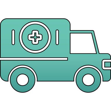 Ambulans arabası ikonu. Web için ambulans vektör simgelerinin özet çizimi