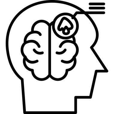 Beyin zihin fikri simgesi ana hat biçiminde