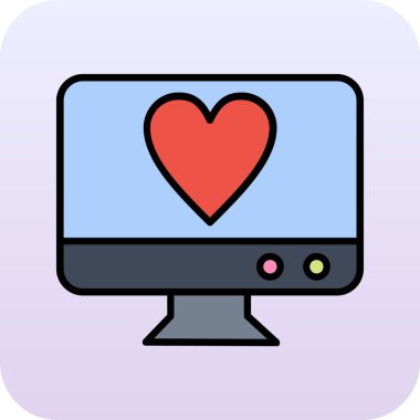 kalp vektörü renk çizgisi simgesi