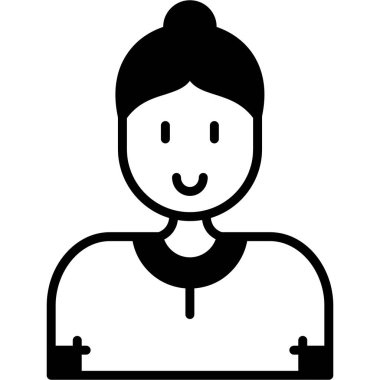 Kısa saçlı Avatar kadın gömlek, vektör, çizgi simgesi giyiyor