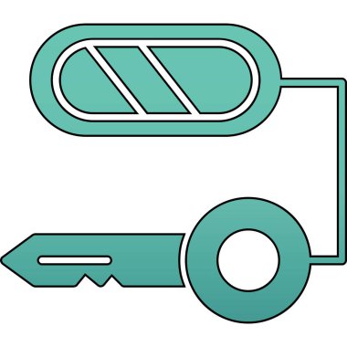 Anahtarlı kapı anahtarı. beyaz arkaplanda karikatür simgesi izole edildi.