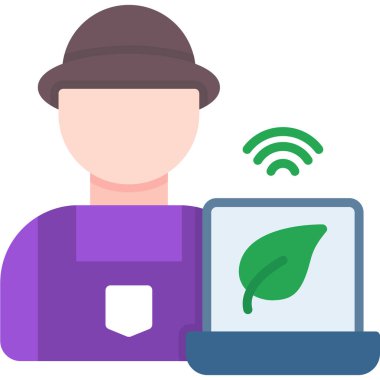 Dizüstü bilgisayarı olan adam vektör çizimi