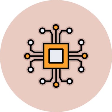 çip simgesi renk dış hat vektörü