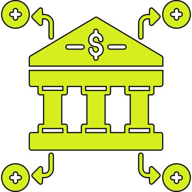 Banka binası ikonu. Web için banka oluşturma vektör simgelerinin basit illüstrasyonu