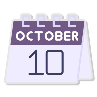 Ekim 19 - vektör düzlüğü - takvim simgesi