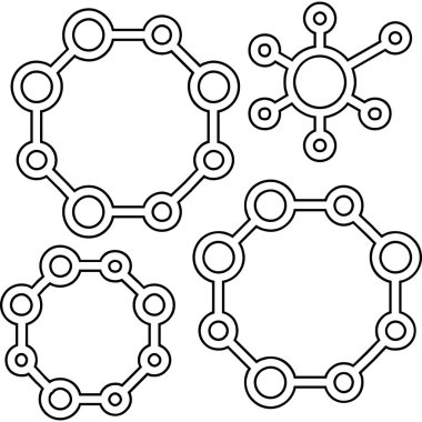 Molekül yapısı simgesi. Anahat molekül yapısı vektör simgesi beyaz arka plan üzerinde izole web tasarımı için