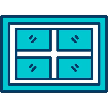 Beyaz arkaplanın mavi ve beyaz simgesinin vektör çizimi