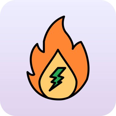 Ateş simgesi renk ana hatları vektörü yakılıyor