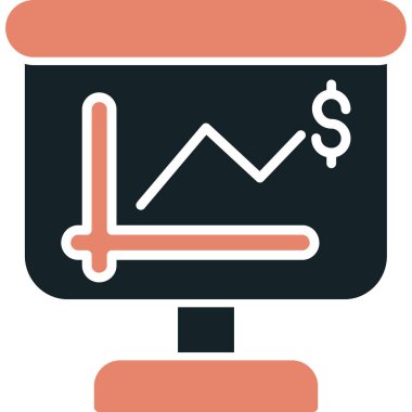 Satış şeması vektör simgesi. biçim iki renkli düz sembol, gri ve mavi renkler, yuvarlak açılar, beyaz arkaplan.