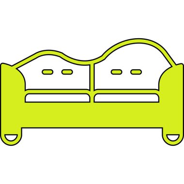 Rahat yatak vektör simgesi. Beyaz arkaplan mobilya kanepesinde izole edilmiş taslak vektör simgesi.