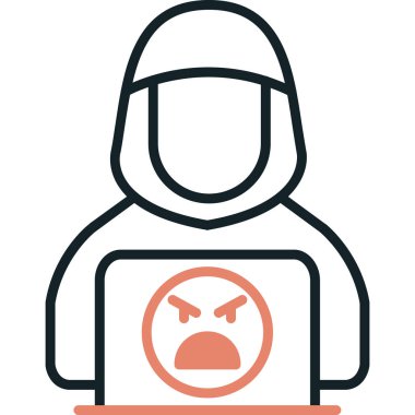 Kızgın ikon. Kızgın suratlı kızgın bir adam. vektör illüstrasyonu